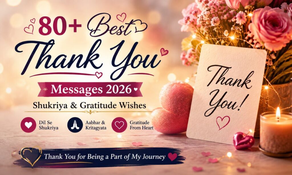 80+ Best Thank You Messages 2026 — Shukriya & Gratitude Wishes ❤️🙏