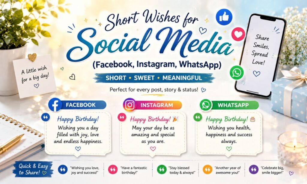 Short Wishes for Social Media (Facebook, Instagram, WhatsApp)