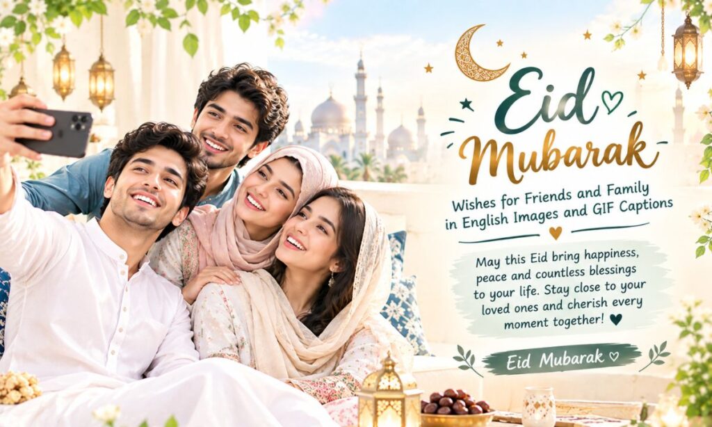 Eid Mubarak Wishes for Friends and Family in English Images and GIF Captions