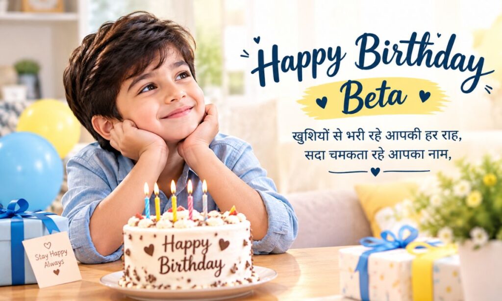 Happy birthday beta wishes in hindi 2 line with name